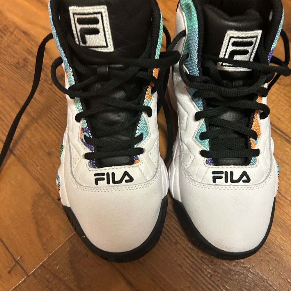 Fila Kids' White and Black Sneakers with Colorful Details